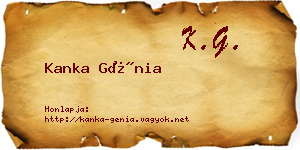 Kanka Génia névjegykártya